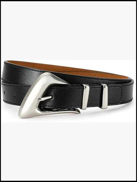 Faux Leather Belt with Silver Buckle for Women main image 7